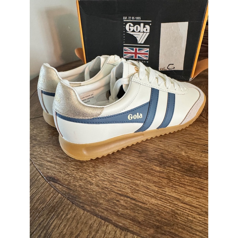 Gola Torpedo Leather Sneakers Off White Moonlight Gold CLB622 Womens 7 Mens 5 - Picture 5 of 6